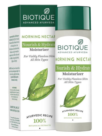 Biotique Morning Nectar Flawless Skin Moisturizer Cream - Hydrating Cream for All Skin Types | Prevents Dark Spots, Blackheads, and Blemishes | Achieve Visibly Flawless Skin | 120ml