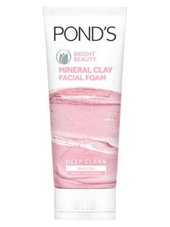 POND'S Bright Beauty Mineral Clay Facial Foam with Vitamin B3+ - Oil-Free Instant Glow for Radiant Skin (90g)