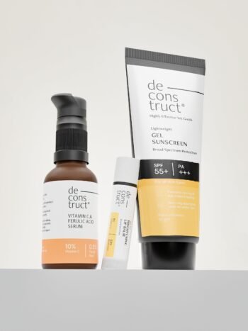 Vitamin C Daily Brightening Shield Trio: Serum, Gel Sunscreen & Brightening Lip Balm for Radiant Skin