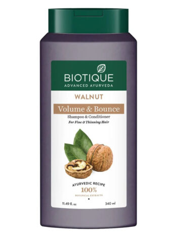 Biotique Walnut Volumizing Shampoo and Conditioner for Fine and Thinning Hair | 100% Botanical Extracts | Hair Volume Boost | 340ml