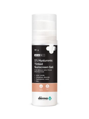1% Hyaluronic Tinted Sunscreen Gel by The Derma Co - Broad Spectrum SPF Protection (50gm)
