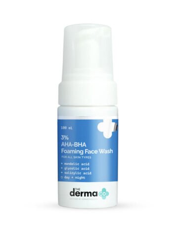 Derma Co. 3% AHA-BHA Foaming Daily Face Wash for Clear Skin (100ml) - Exfoliating Cleanser