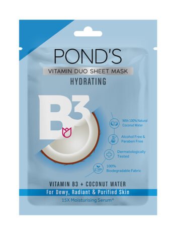 POND'S Hydrating Sheet Mask with 100% Natural Coconut Water & Vitamin B3 for Deep Moisture and Radiant Skin