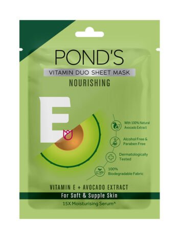 POND'S Vitamin E Nourishing Sheet Mask with 100% Natural Avocado - Hydrating Face Mask for Glowing Skin