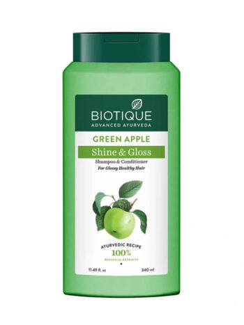 Biotique Green Apple Shine & Gloss Shampoo and Conditioner for Healthy, Shiny Hair | Nourishing Scalp Treatment | Soft & Smooth Hair with 100% Botanical Extracts | Suitable for All Hair Types | 340ml