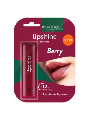 Biotique Lipshine SPF 20 Moisturizing Lip Balm - Berry Crush (4g) | Hydrating Translucent Lip Care