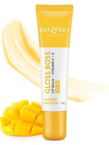 Dot & Key Mango Passion Lip Balm with SPF 50 for Men & Women - Non Tinted & Colorless (12g)