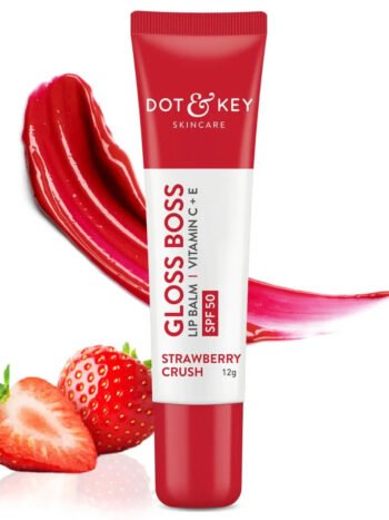 Dot & Key Strawberry Lip Balm with SPF 50, Vitamin C & E | Best Lip Balm for Dry & Dark Lips (12g)