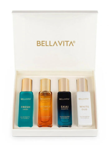Bella Vita Luxury Unisex Eau De Parfum Gift Set - 4 x 20ml Long Lasting EDP Fragrance for Men & Women | SKAI, FRESH, WHITEOUD, HONEY OUD Perfumes