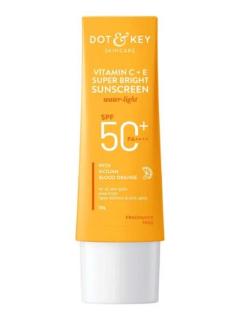 DOT & KEY Vitamin C + E Super Bright Sunscreen SPF 50 - Water-Light UVA/UVB & Blue Light Protection for Even Toned Glowing Skin - Liquid SPF 50+++ with No White Cast - Suitable for All Skin Types (50g)