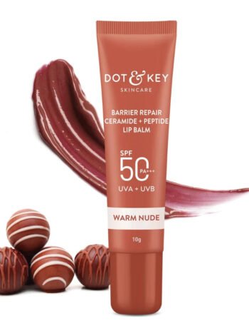 Dot & Key Ceramide & Peptide Barrier Repair Lip Balm SPF 50, PA+++ - Hydrating Warm Nude Lip Balm (10g) for Dry Lips