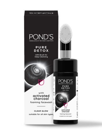 POND'S Pure Detox Foaming Brush Face Wash - Deep Clean & Gentle Exfoliation for Clear Glow, All Skin Types (150 ml)