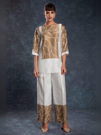 Odette White Linen Co-Ord Set for Women | Stylish Printed Stitched Outfit